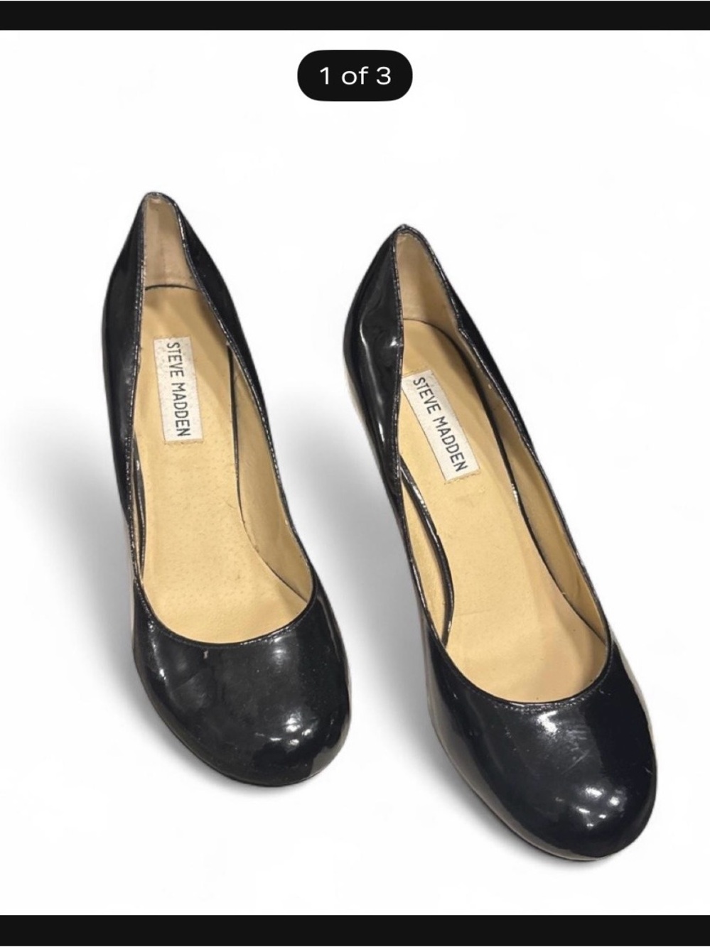 Steve Madden Black Patent Round-Toe Heels